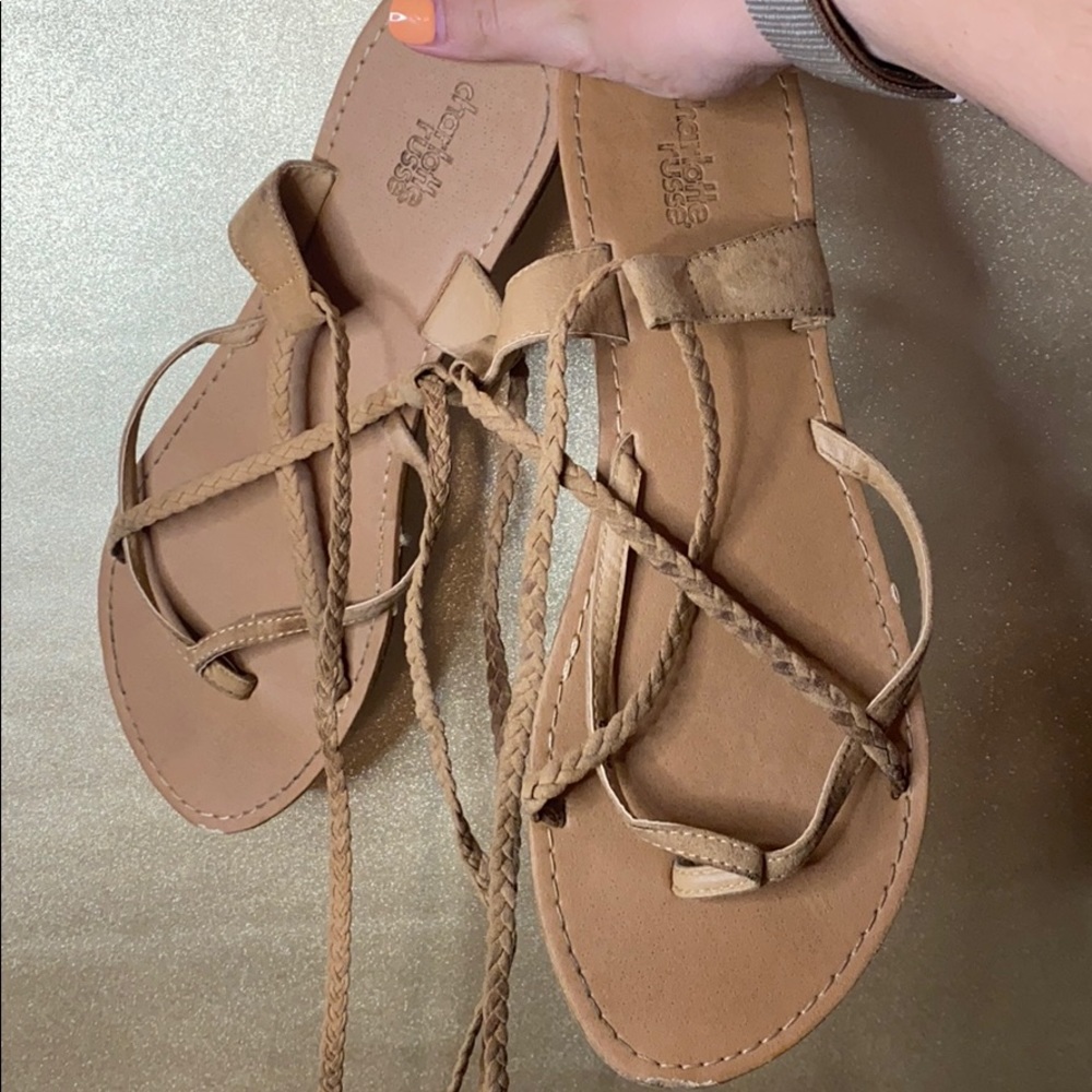 Tan Tie-Up Sandals